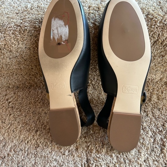 KORKS Blush VEGAN FAUX LEATHER / NWOB/ NWT/ Slingback Flats BLACK/ size 9.5 - Picture 4 of 7
